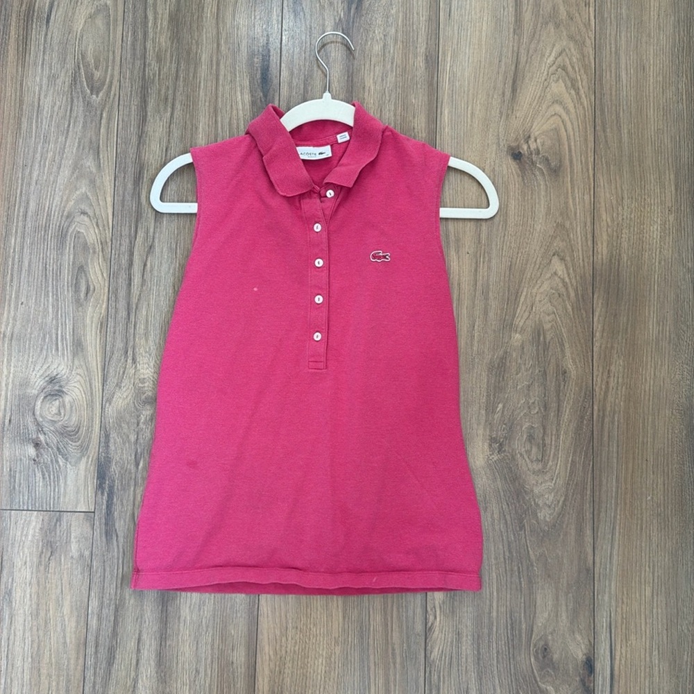 Lacoste Sleeveless Pink Polo - 38